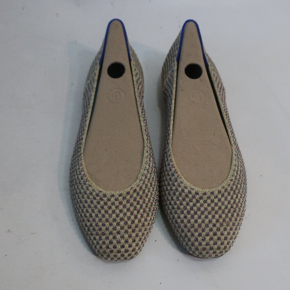 Like New Womens Rothy's Multi Gold Metallic Textile Ballet The Flat Shoes 7.5 CO - Picture 6 of 12